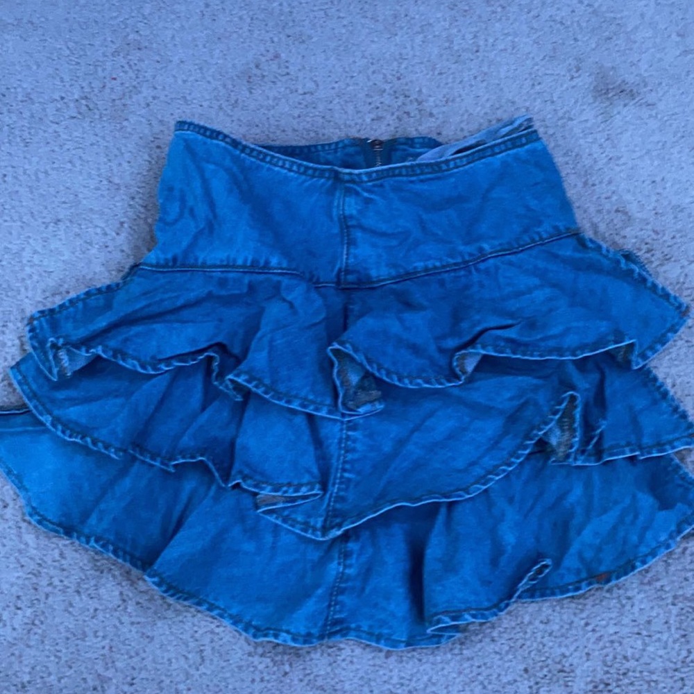 jean flowy skirt